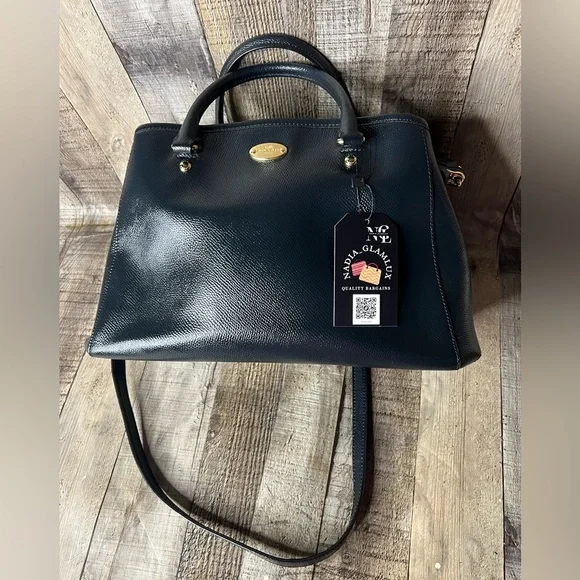 COACH Margot Carryall F34607 Midnight Blue Satchel Leather Crossbody handbag - Picture 5 of 16